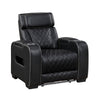 Fiya Power Reclining LED Chair | USB and Cup Holders | Black Faux Leather