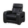 Fiya Power Reclining LED Chair | USB and Cup Holders | Black Faux Leather