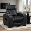 Fiya Power Reclining LED Chair | USB and Cup Holders | Black Faux Leather