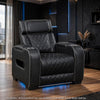 Fiya Power Reclining LED Chair | USB and Cup Holders | Black Faux Leather