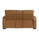 Fiya Power Double Reclining LED Loveseat | USB Ports | Brown Faux Leather