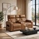 Fiya Power Double Reclining LED Loveseat | USB Ports | Brown Faux Leather