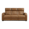 Fiya Power Double Reclining LED Sofa | USB Ports | Brown Faux Leather