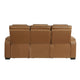 Fiya Power Double Reclining LED Sofa | USB Ports | Brown Faux Leather