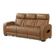 Fiya Power Double Reclining LED Sofa | USB Ports | Brown Faux Leather