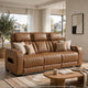 Fiya Power Double Reclining LED Sofa | USB Ports | Brown Faux Leather