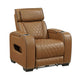 Fiya Power Reclining LED Chair | USB and Cup Holders | Brown Faux Leather