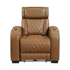 Fiya Power Reclining LED Chair | USB and Cup Holders | Brown Faux Leather