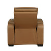 Fiya Power Reclining LED Chair | USB and Cup Holders | Brown Faux Leather