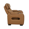 Fiya Power Reclining LED Chair | USB and Cup Holders | Brown Faux Leather
