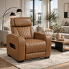 Fiya Power Reclining LED Chair | USB and Cup Holders | Brown Faux Leather