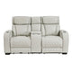 Fiya Power Double Reclining LED Loveseat | USB Ports | Taupe Faux Leather