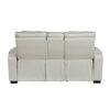 Fiya Power Double Reclining LED Loveseat | USB Ports | Taupe Faux Leather