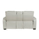 Fiya Power Double Reclining LED Loveseat | USB Ports | Taupe Faux Leather