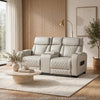 Fiya Power Double Reclining LED Loveseat | USB Ports | Taupe Faux Leather