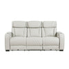 Fiya Power Double Reclining LED Sofa | USB Ports | Taupe Faux Leather