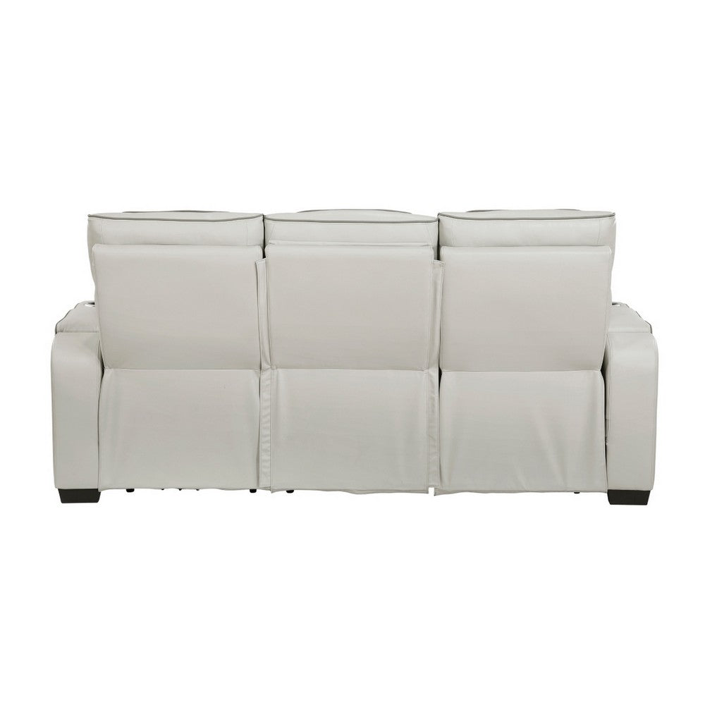 Fiya Power Double Reclining LED Sofa | USB Ports | Taupe Faux Leather