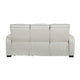 Fiya Power Double Reclining LED Sofa | USB Ports | Taupe Faux Leather
