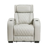 Fiya Power Reclining LED Chair | USB and Cup Holders | Taupe Faux Leather