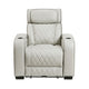Fiya Power Reclining LED Chair | USB and Cup Holders | Taupe Faux Leather