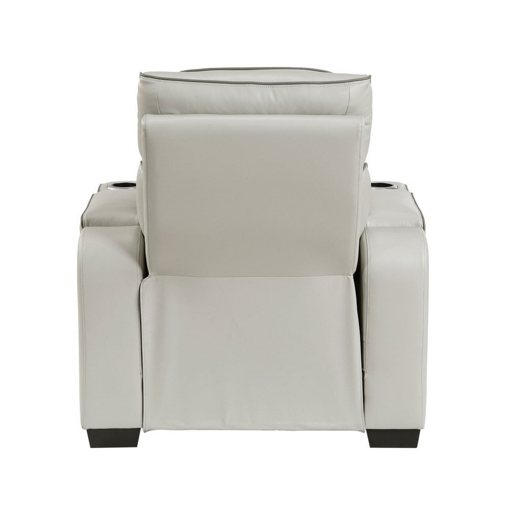 Fiya Power Reclining LED Chair | USB and Cup Holders | Taupe Faux Leather