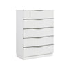 Lon Tall Dresser Chest | 5 Drawers | Edge Handles | Ribbed Front | Pearl White