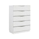 Lon Tall Dresser Chest | 5 Drawers | Edge Handles | Ribbed Front | Pearl White