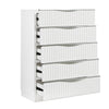 Lon Tall Dresser Chest | 5 Drawers | Edge Handles | Ribbed Front | Pearl White