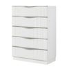 Lon Tall Dresser Chest | 5 Drawers | Edge Handles | Ribbed Front | Pearl White