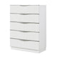 Lon Tall Dresser Chest | 5 Drawers | Edge Handles | Ribbed Front | Pearl White