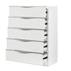 Lon Tall Dresser Chest | 5 Drawers | Edge Handles | Ribbed Front | Pearl White