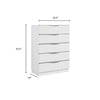 Lon Tall Dresser Chest | 5 Drawers | Edge Handles | Ribbed Front | Pearl White
