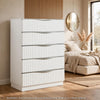 Lon Tall Dresser Chest | 5 Drawers | Edge Handles | Ribbed Front | Pearl White