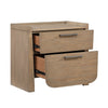 Rex Nightstand | 2 Drawers | Tray Top | Curved Bottom | Brown Hickory Veneer