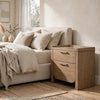 Rex Nightstand | 2 Drawers | Tray Top | Curved Bottom | Brown Hickory Veneer