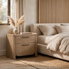 Rex Nightstand | 2 Drawers | Tray Top | Curved Bottom | Brown Hickory Veneer