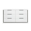 Luma Wide Dresser w LED | 6 Drawers | Metallic Silver-Gray Trim | White