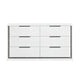 Luma Wide Dresser w LED | 6 Drawers | Metallic Silver-Gray Trim | White