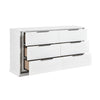 Luma Wide Dresser w LED | 6 Drawers | Metallic Silver-Gray Trim | White