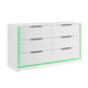 Luma Wide Dresser w LED | 6 Drawers | Metallic Silver-Gray Trim | White