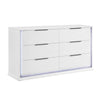 Luma Wide Dresser w LED | 6 Drawers | Metallic Silver-Gray Trim | White