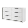Luma Wide Dresser w LED | 6 Drawers | Metallic Silver-Gray Trim | White