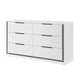 Luma Wide Dresser w LED | 6 Drawers | Metallic Silver-Gray Trim | White
