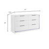 Luma Wide Dresser w LED | 6 Drawers | Metallic Silver-Gray Trim | White