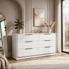 Luma Wide Dresser w LED | 6 Drawers | Metallic Silver-Gray Trim | White