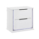 Luma Nightstand w LED | 2 Drawers | Metallic Silver-Gray Trim | White Wood