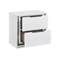 Luma Nightstand w LED | 2 Drawers | Metallic Silver-Gray Trim | White Wood