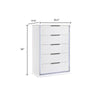 Luma Tall Dresser Chest w LED | 5 Drawers | Metallic Silver-Gray Trim | White