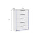 Luma Tall Dresser Chest w LED | 5 Drawers | Metallic Silver-Gray Trim | White