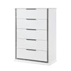 Luma Tall Dresser Chest w LED | 5 Drawers | Metallic Silver-Gray Trim | White